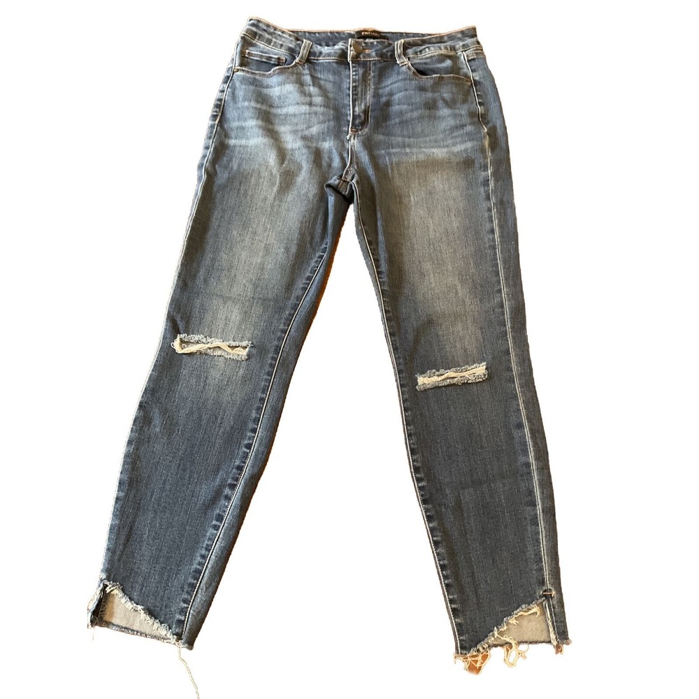 Refuge Jeans Womens Size 10 Skinny Stretch Mid 30x26 Distressed Raw Hem Ankle